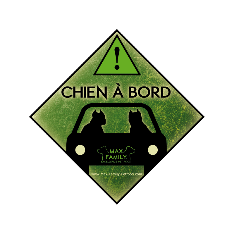 CHIEN A BORD - AIMANT DE VOITURE MAX FAMILY